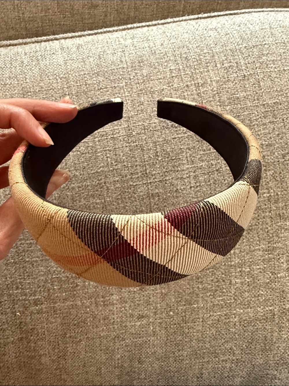 Burberry Beige, Brown and Red Plaid Padded Headband